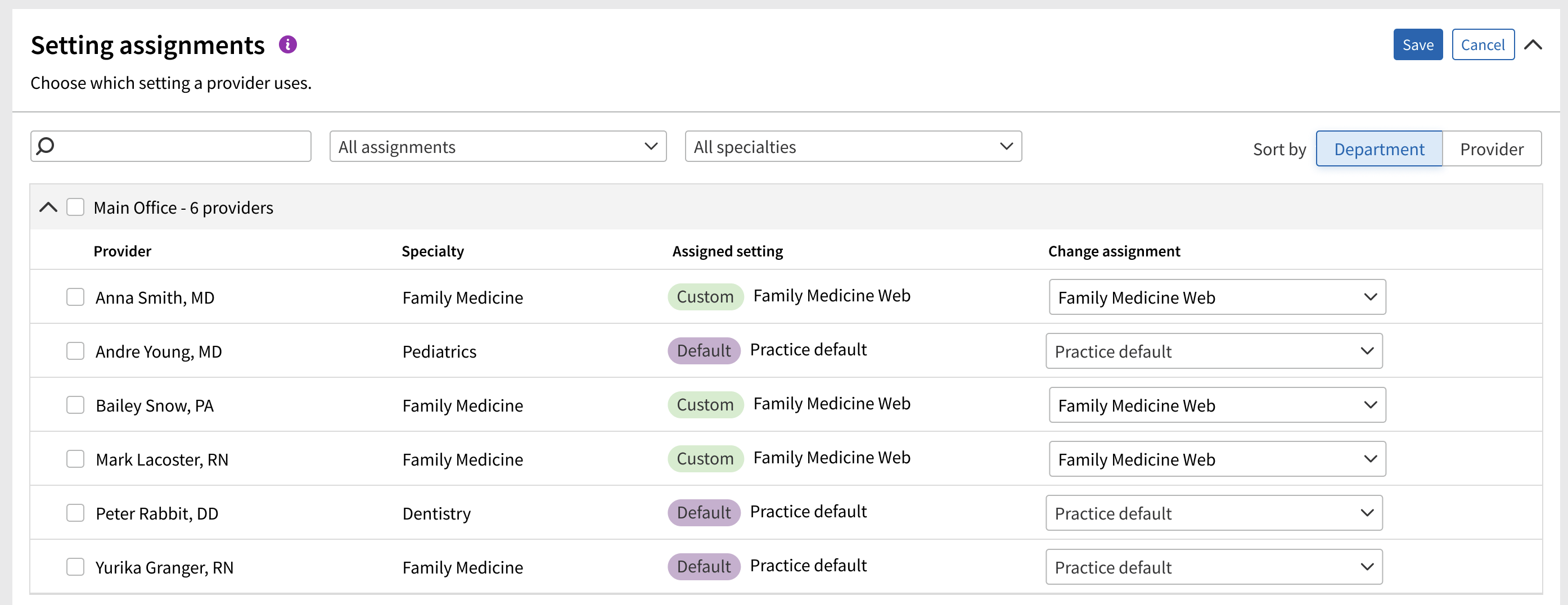 New assignment table