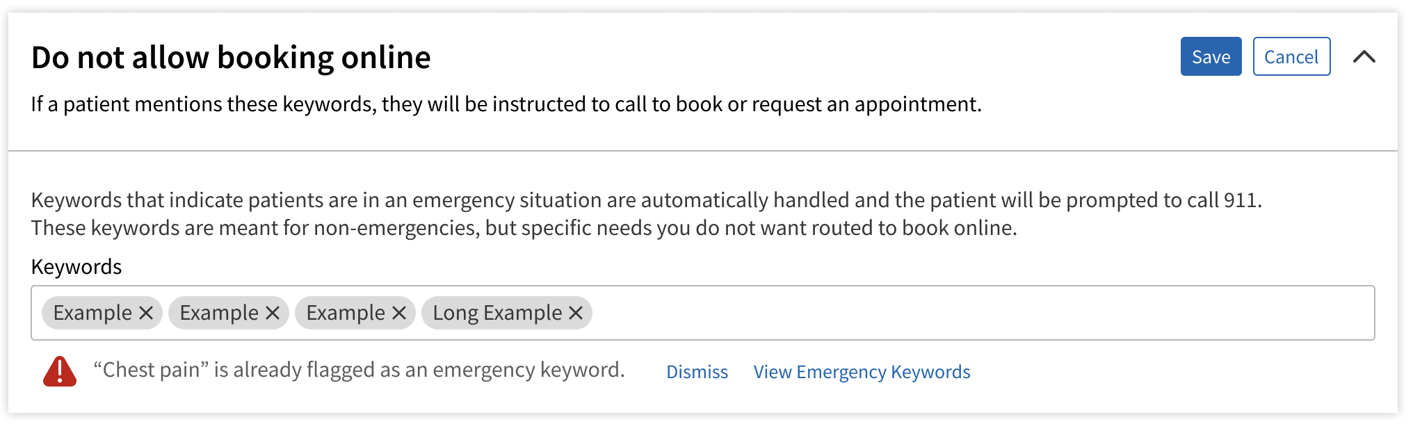 Keyword management for routing patients to call in