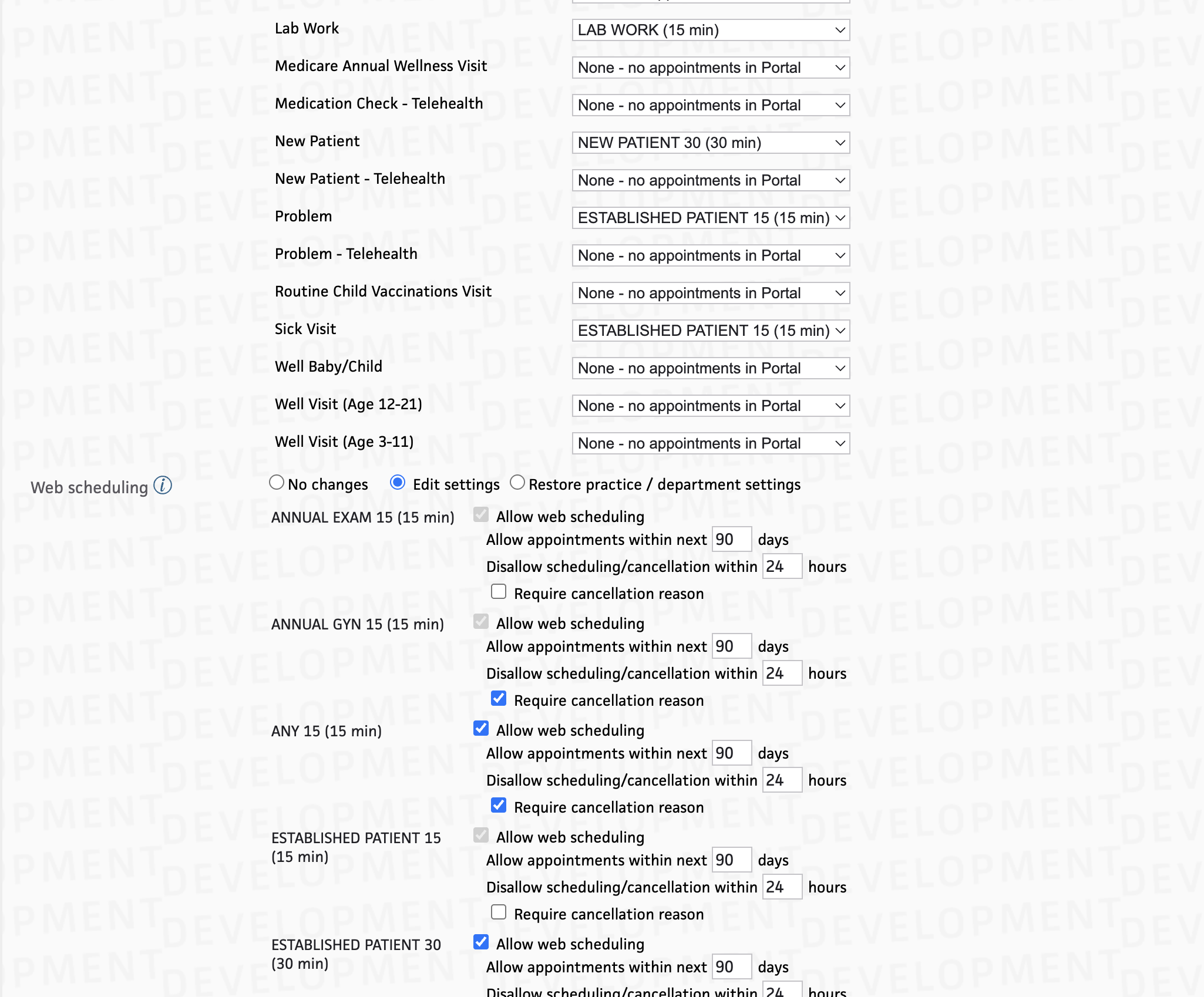 Mapping PARs to appointment types and configurations