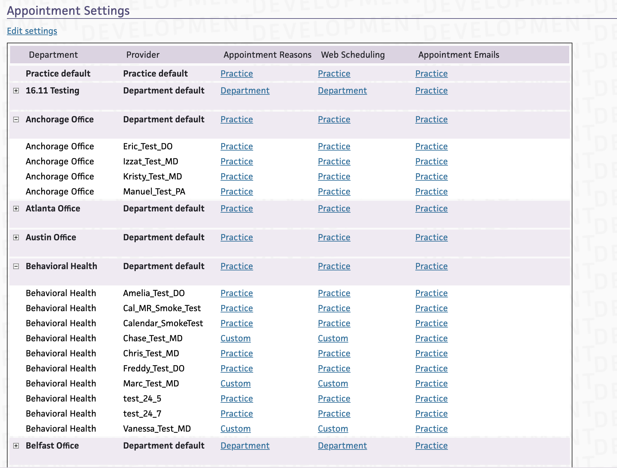 Old assignment table