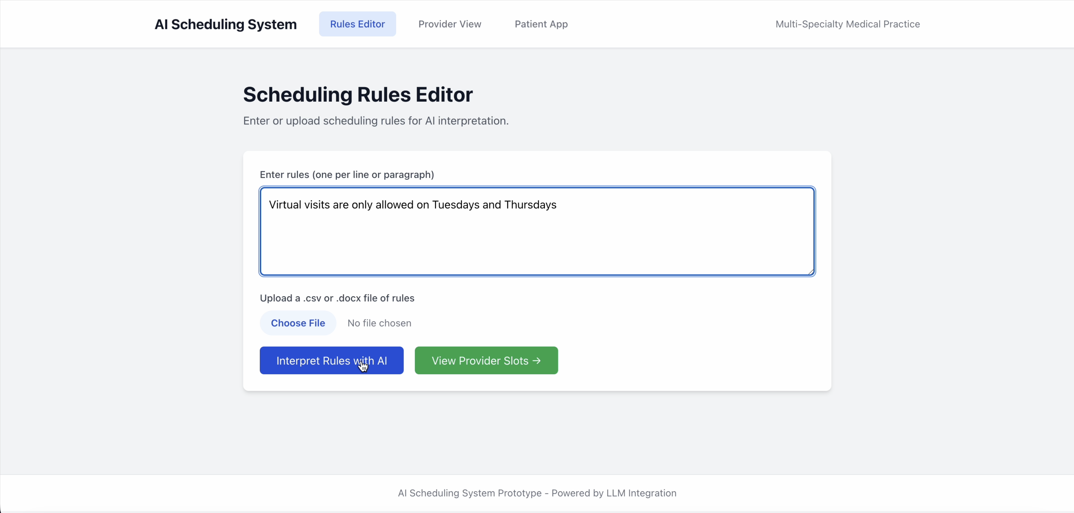 Entering a scheduling rule in plain language