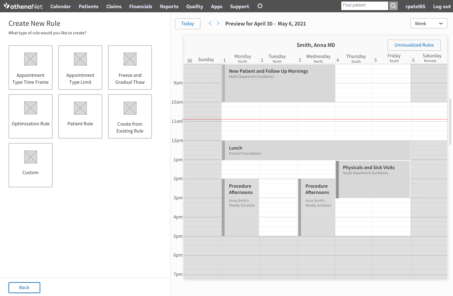 Choose from a set of schedule rules
