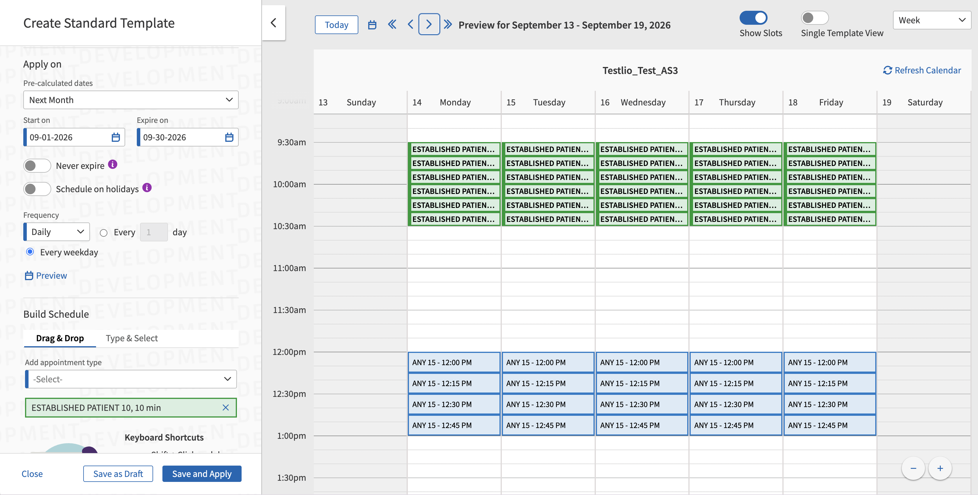 Creating a template in the live app